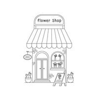 illustration. Small business facades flat set with bakery coffee shop. Hand drawn line art illustration. vector