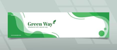 Green Way and Wavy Banner Design vector