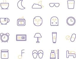 Icon line dual tone color theme Night And Sleep For Rest vector