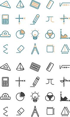 Icon line and dual tone color mathematics