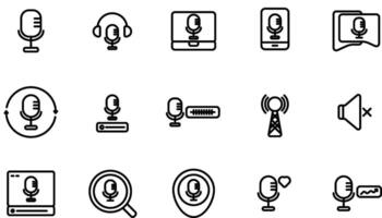 Icon line black color themes Podcast vector