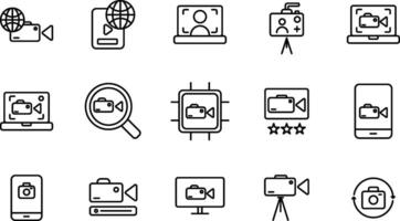 Icon line black color themes Recording vector