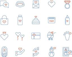 diseño icono conjunto doble melodía tema de la madre día es lleno de amor y esperanza vector