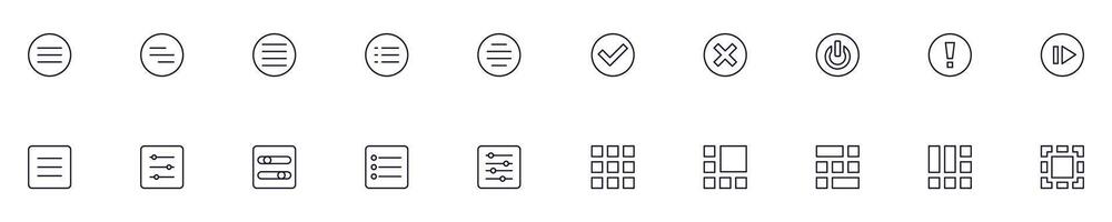 Symbols for interface line Icon collection for infographics, applications, web sites, banners and other purposes. Set of editable stokes for design vector