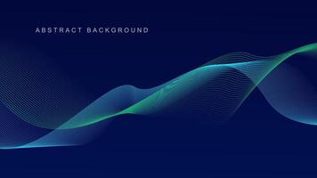 Abstract glowing wave lines on dark blue background. Dynamic wave pattern. Modern flowing wavy lines. Futuristic technology concept. Suit for banner, poster, cover, brochure, flyer, website vector