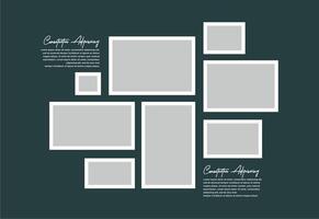 Pictures or photos frame collage. comics page grid layout abstract photo frames and digital photo wall template vector