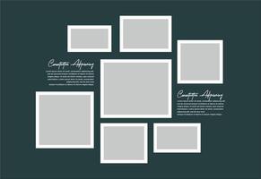 Pictures or photos frame collage. comics page grid layout abstract photo frames and digital photo wall template vector