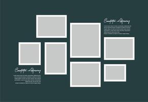 Pictures or photos frame collage. comics page grid layout abstract photo frames and digital photo wall template vector