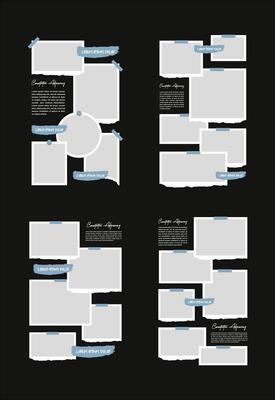 Set Pictures or photos frame collage abstract photo frames and digital photo wall template