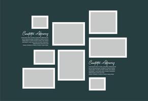 Pictures or photos frame collage. comics page grid layout abstract photo frames and digital photo wall template vector