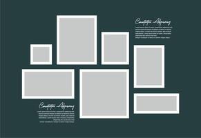 Pictures or photos frame collage. comics page grid layout abstract photo frames and digital photo wall template vector