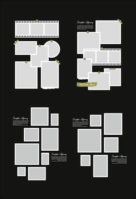 Set Pictures or photos frame collage abstract photo frames and digital photo wall template