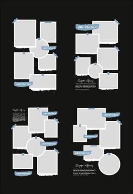 Set Pictures or photos frame collage abstract photo frames and digital photo wall template