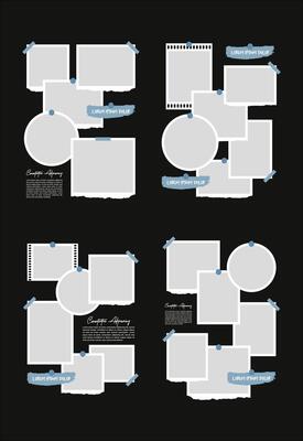 Set Pictures or photos frame collage abstract photo frames and digital photo wall template