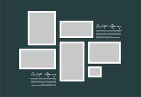 Pictures or photos frame collage. comics page grid layout abstract photo frames and digital photo wall template vector