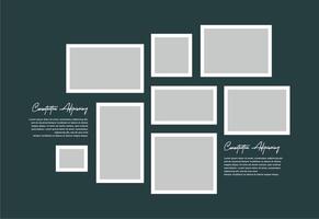 Pictures or photos frame collage. comics page grid layout abstract photo frames and digital photo wall template vector