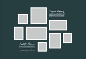 Pictures or photos frame collage. comics page grid layout abstract photo frames and digital photo wall template vector