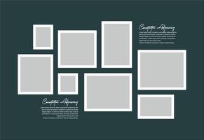 Pictures or photos frame collage. comics page grid layout abstract photo frames and digital photo wall template vector