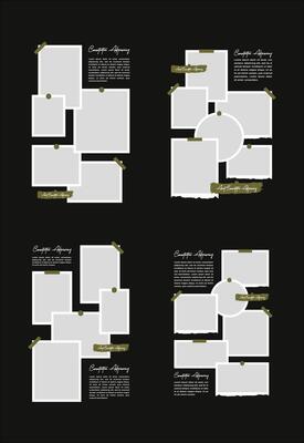 Set Pictures or photos frame collage abstract photo frames and digital photo wall template