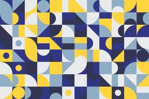 Contemporary geometric design with a cool color palette of blue, yellow, and grey, ideal for modern aesthetics vector