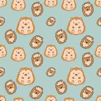 Hedgehog and porcupine Seamless pattern vector