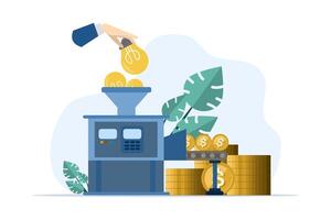 Concept for making money, mobile income, business ideas, turning ideas into money, business consulting, mobile commerce, for website banner. flat illustration on background. vector