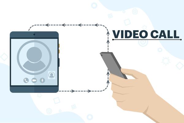 call technology concept. people making calls. Multimedia smart phone communication technology website flat template illustration.