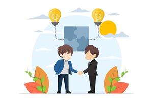 Teamwork business concept. business people shaking hands as a form of teamwork. Symbol of teamwork, cooperation, partnership. Flat design style illustration on white background. vector