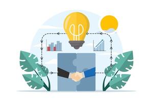 Teamwork business concept. business people shaking hands as a form of teamwork. Symbol of teamwork, cooperation, partnership. Flat design style illustration on white background. vector