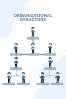 The concept of organizational structure in a company or business. Infographic design template with your text full of character. Flat illustration on background. vector