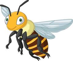 Cartoon bee flying on white background vector