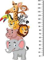 Cartoon wild animals with meter wall vector