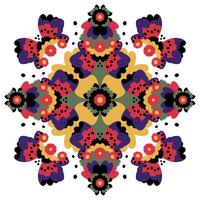 modelo mandala con corazones y flores bonito colores. vector