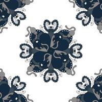 Seamless Pattern. Cat stretching and Cat sleeping. Blue and Gray. vector