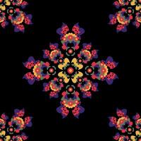 Seamless Pattern. Mandala with hearts and flowers. Pretty colors. vector