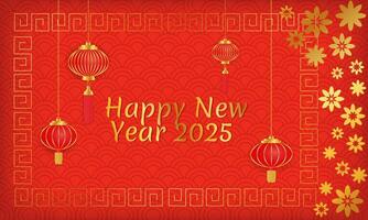 New Year of the Snake 2025, Chinese New Year card, vector