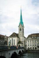 Scenic summer view of the Old Town architecture of Zurich photo