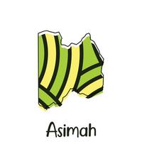 Asimah Map City illustration design, Simplified map of Asimah region in UEA with Arabic word vector