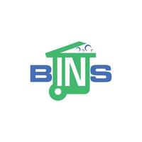 Bins Cleaning with Trashcan business logo design template, logotype element vector