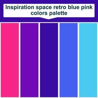 Inspiration space retro blue pink colors palette. 5 set color palette. Beautiful color palette vector