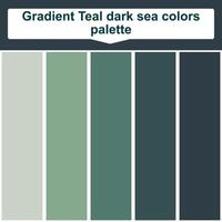 Gradient teal dark sea colors palette. 5 set color palette. Beautiful color palette vector