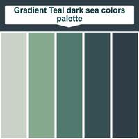 Gradient teal dark sea colors palette. 5 set color palette. Beautiful color palette vector