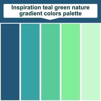 Inspiration teal green nature gradient colors palette. 5 set color palette. Beautiful color palette vector