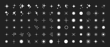 Star silhouette icon set, Shining star rays, Star cluster simple design elements isolate vector