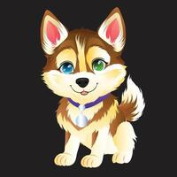 cute husky dog cartoon characters vector