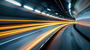 Abstract image of light trails in motion creating a dynamic and colorful pattern against a dark background representing energy and movement photo