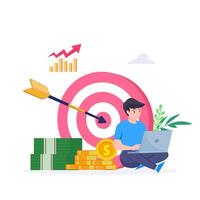 Financial target goal concept flat illustration, vector