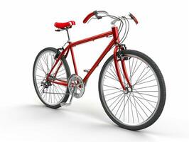 Sleek new bicycle isolated on white photo