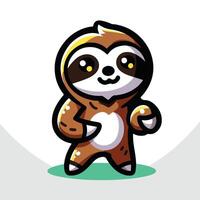 Cute Sloth emblem logo cartoon vector