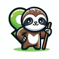 Cute Sloth emblem logo cartoon vector